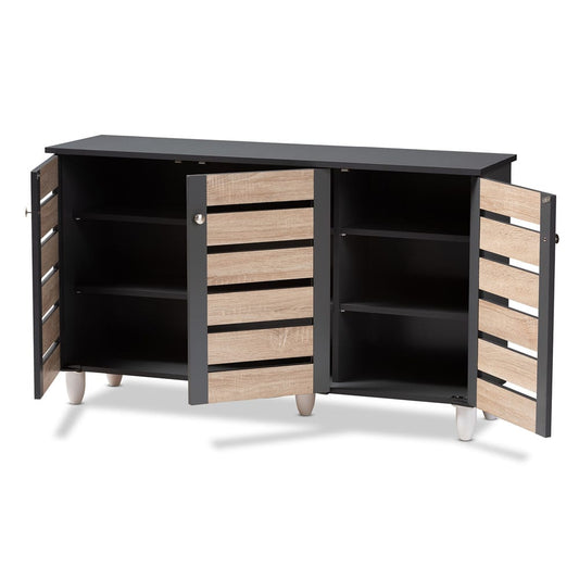 Baxton Studio - Gisela Shoe Cabinet in Oak/Dark Gray - SC865513M-Sonama Oak/Dark Grey-Shoe Cabinet view 2