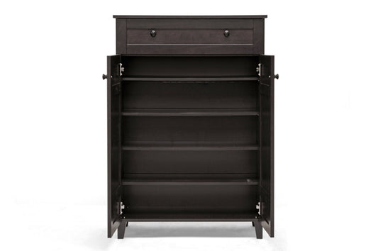 Baxton Studio - Glidden Shoe Cabinet in Dark Brown - FP-1203 view 2