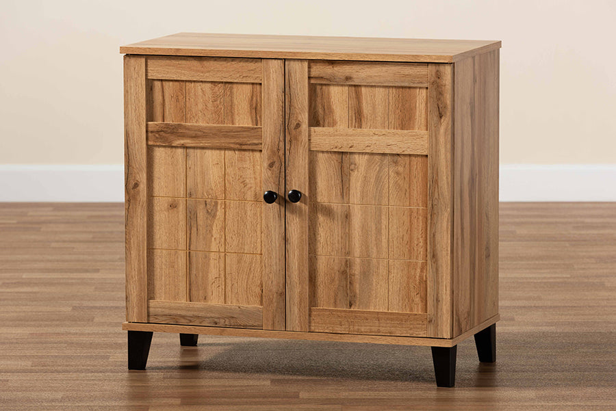 Baxton Studio - Glidden Shoe Cabinet in Oak Brown/Black - FP-1201-Wotan Oak view 10