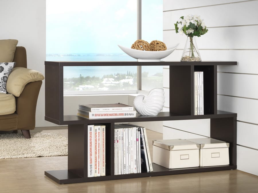 Baxton Studio - Goodwin Bookshelf in Dark Brown - FP-2DS-Shelf view 3