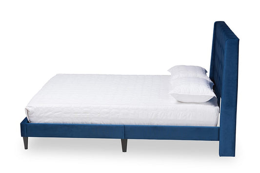 Baxton Studio - Gothard King Size Bed - DV20811-Navy Blue Velvet-King view 2