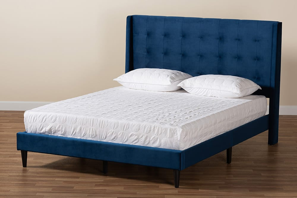 Baxton Studio - Gothard King Size Bed - DV20811-Navy Blue Velvet-King view 8