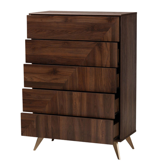 Baxton Studio - Graceland Chest in Walnut Brown/Gold - LV45COD4523WI-CLB-5DW-Chest view 2
