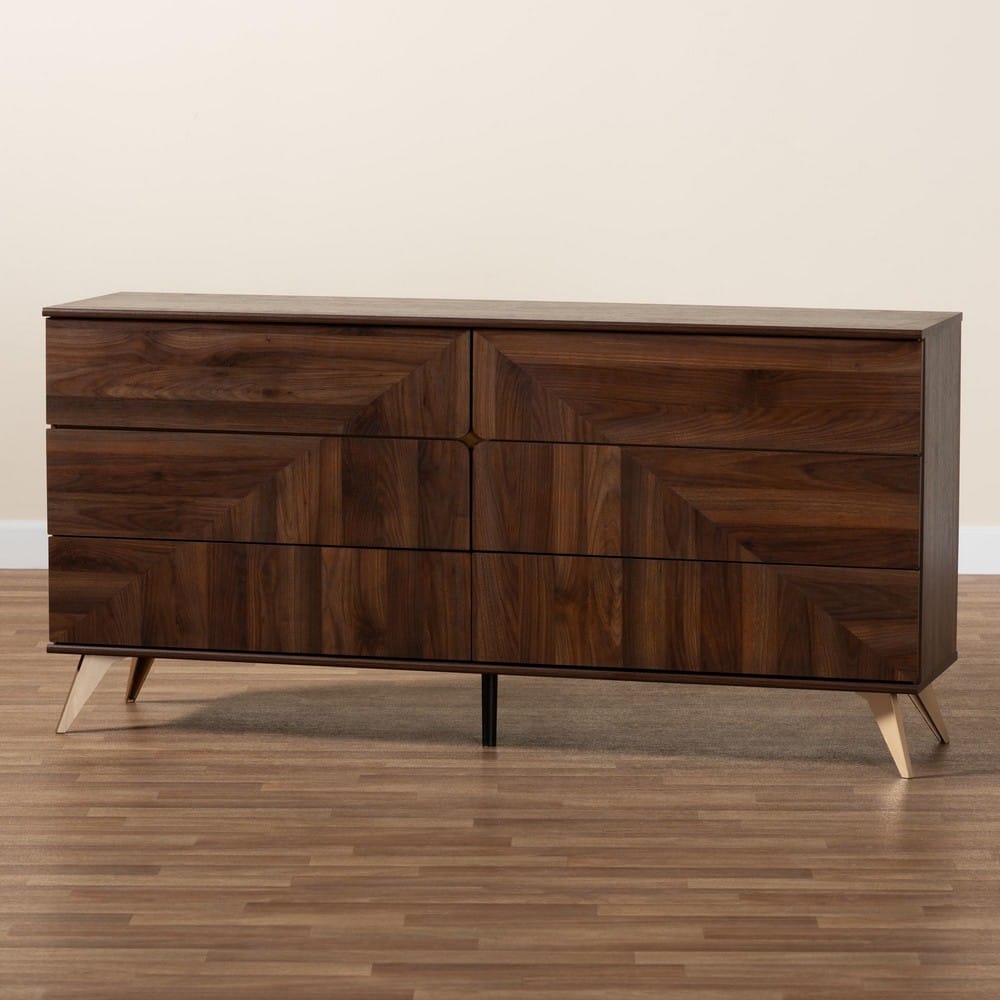 Baxton Studio - Graceland Dresser in Walnut Brown/Gold - LV45COD45231WI-CLB-6DW-Dresser view 9