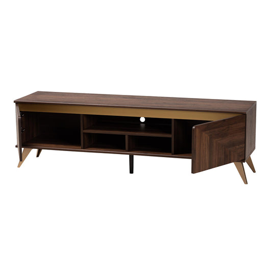 Baxton Studio - Graceland TV Stand in Walnut Brown/Gold - LV45TV4512WI-CLB-TV Stand view 2