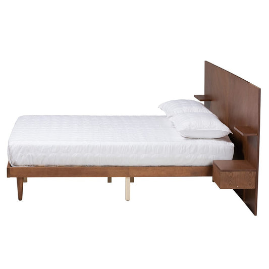 Baxton Studio - Graham Queen Size Bed in Ash Walnut - MG0107-Ash Walnut-Queen view 2