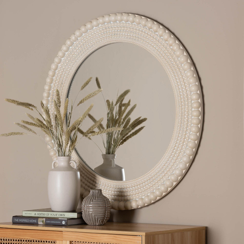 Baxton Studio - Grazia Mirror in Pearl White - JY23A389-Mirror view 3