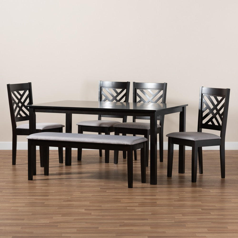 Baxton Studio - Gustavo Dining Set in Grey/Dark Brown - RH317C-Grey/Dark Brown-6PC Dining Set view 9