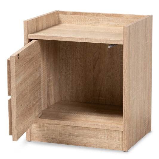 Baxton Studio - Hale Nightstand in Oak brown - ET8003-Oak-NS view 2