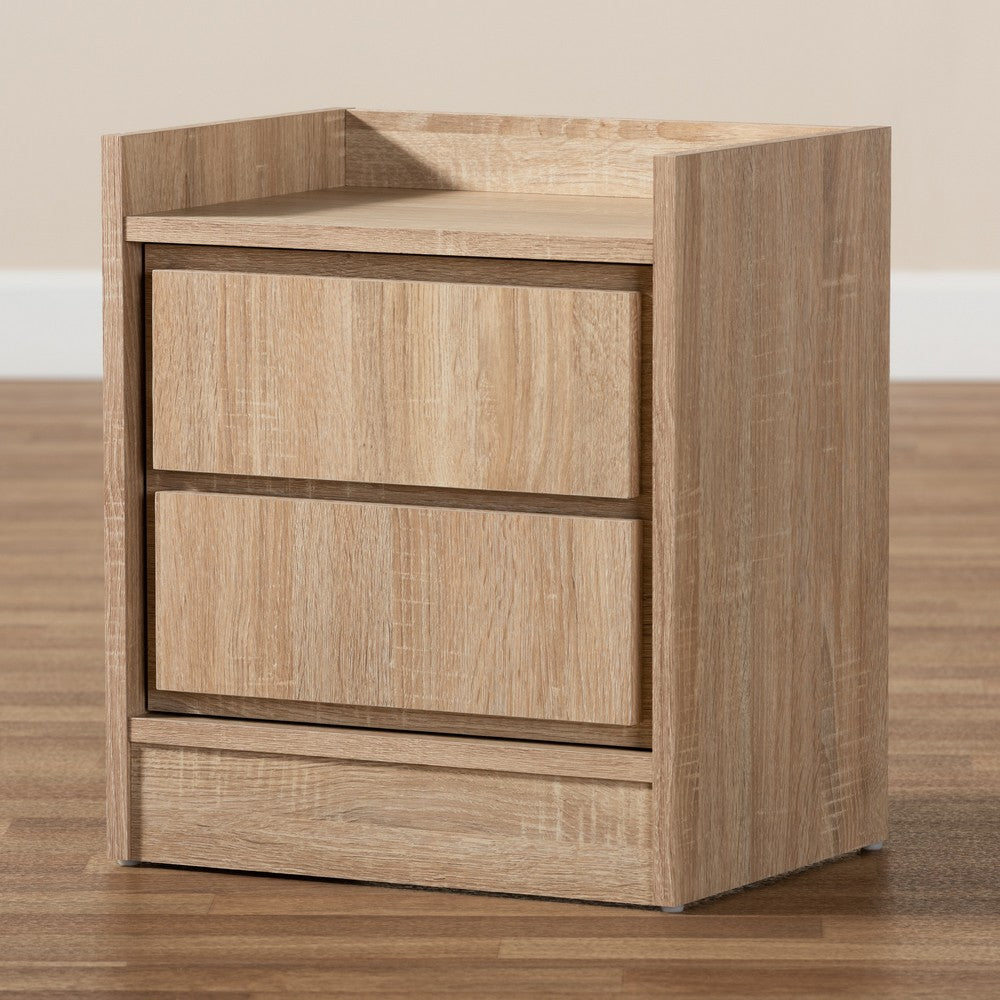 Baxton Studio - Hale Nightstand in Oak brown - ET8003-Oak-NS view 7