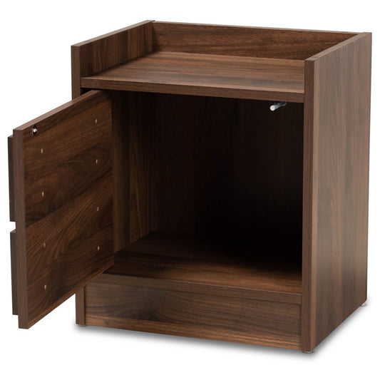 Baxton Studio - Hale Nightstand in Walnut brown - ET8003-Walnut-NS view 2