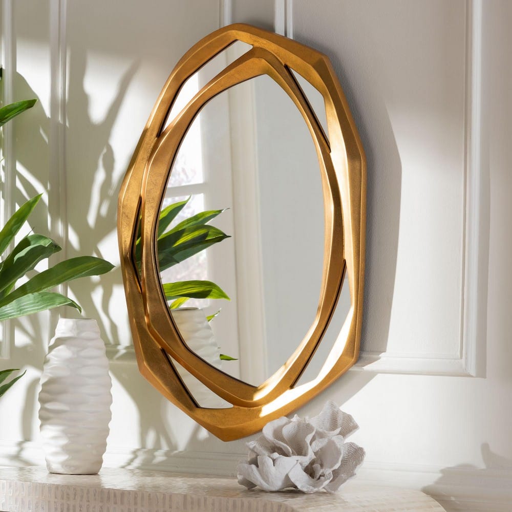 Baxton Studio - Halen Mirror in Antique Goldleaf - RXW-10954-Wall Mirror view 3