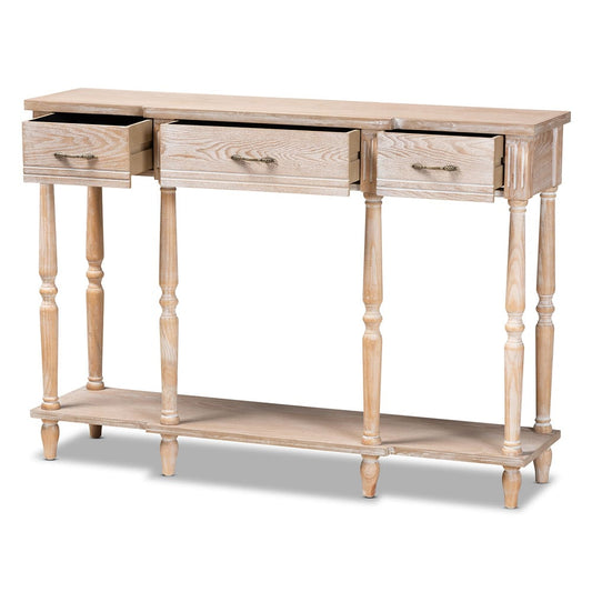 Baxton Studio - Hallan Console Table in Oak Brown - JY20A075-Natural-Console view 2