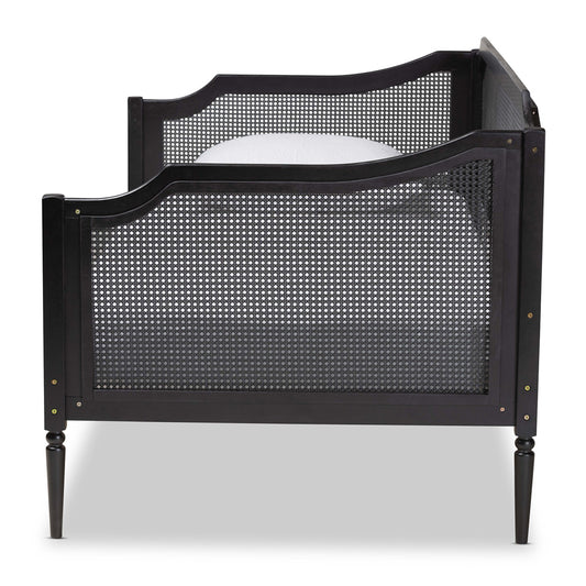 Baxton Studio - Hancock Daybed in Black/Charcoal - MG0075-Black Rattan/Black-Daybed view 2