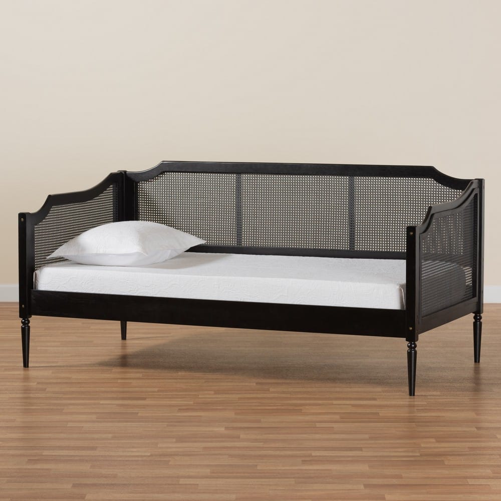 Baxton Studio - Hancock Daybed in Black/Charcoal - MG0075-Black Rattan/Black-Daybed view 7
