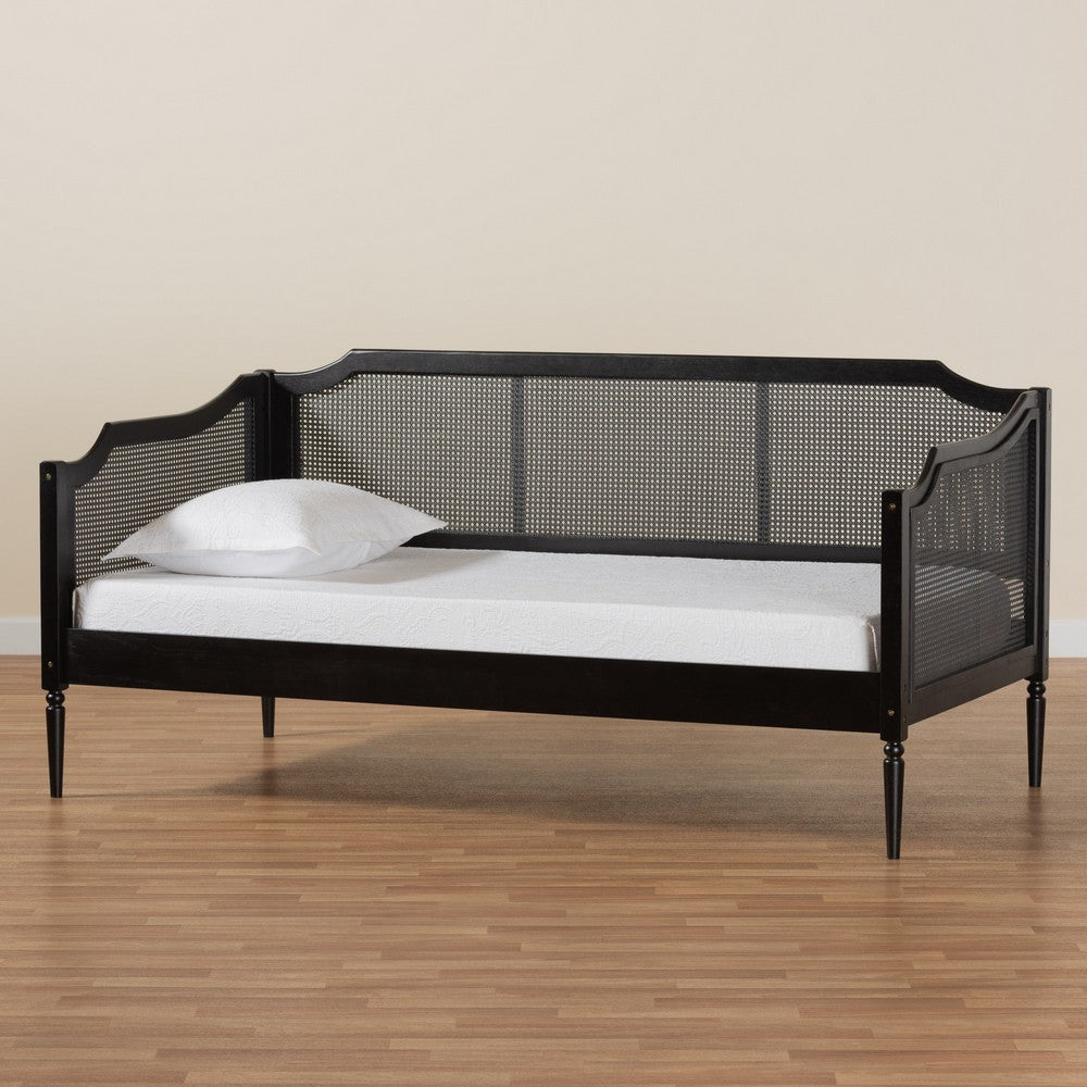 Baxton Studio - Hancock Daybed in Black/Charcoal - MG0075-Black Rattan/Black-Daybed view 7