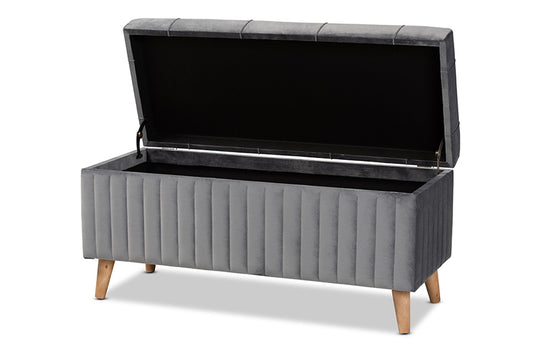 Baxton Studio - Hanley Storage Ottoman - HY2A19B046S-Grey Velvet-Otto view 2