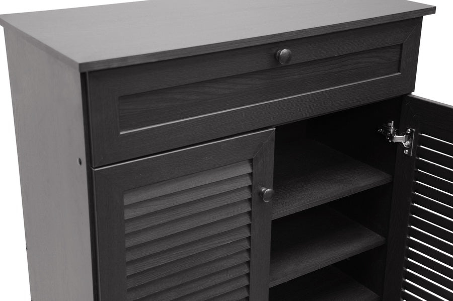Baxton Studio - Harding Shoe Cabinet in Dark Brown - FP-03LV-Espresso view 4