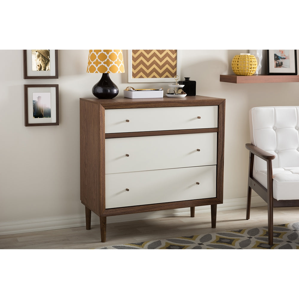 Baxton Studio - Harlow Chest in "Walnut" Brown/White - FP-6782-Walnut/White view 4