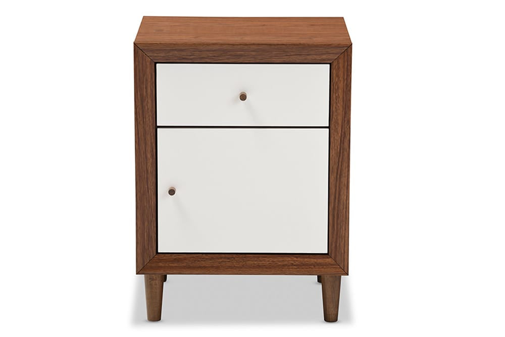Baxton Studio - Harlow Nightstand - FP-6783-Walnut/White-NS view 5