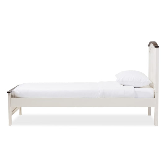 Baxton Studio - Harry Twin Size Bed in "Milky" Cream/"Walnut" Brown - SB344-Twin-Butter Milk/Walnut view 2