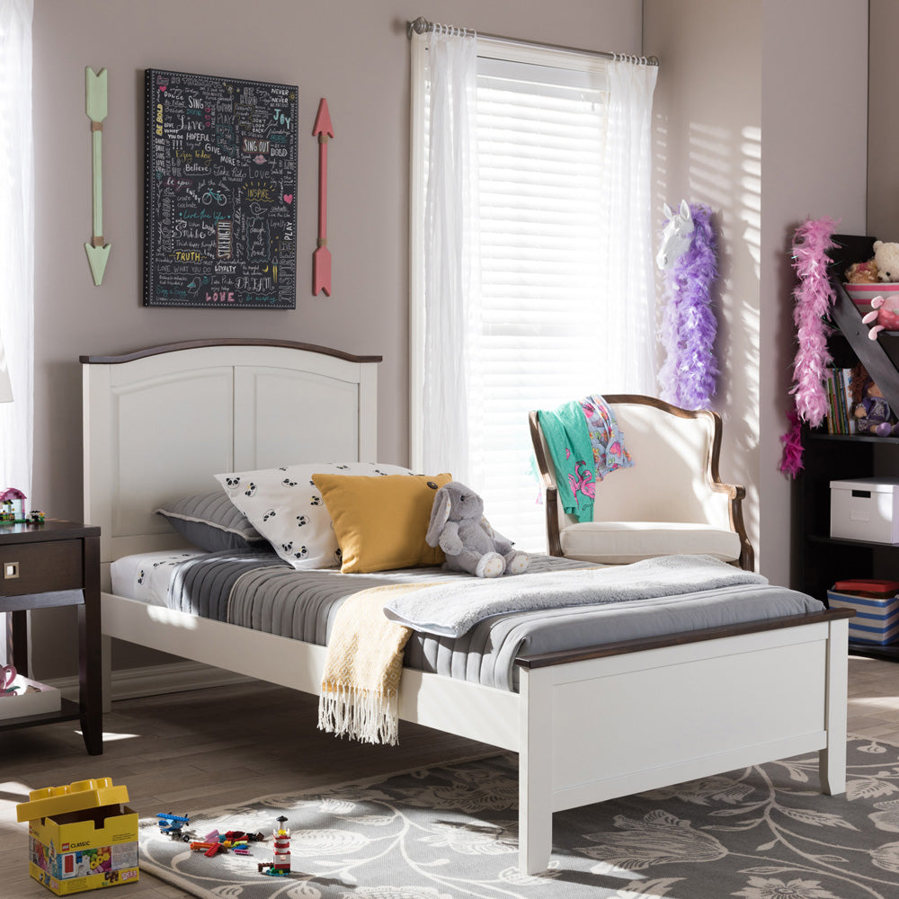 Baxton Studio - Harry Twin Size Bed in "Milky" Cream/"Walnut" Brown - SB344-Twin-Butter Milk/Walnut view 5