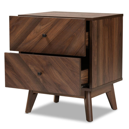 Baxton Studio - Hartman Nightstand in Walnut Brown - LV23ST2324WI-Columbia-NS view 2