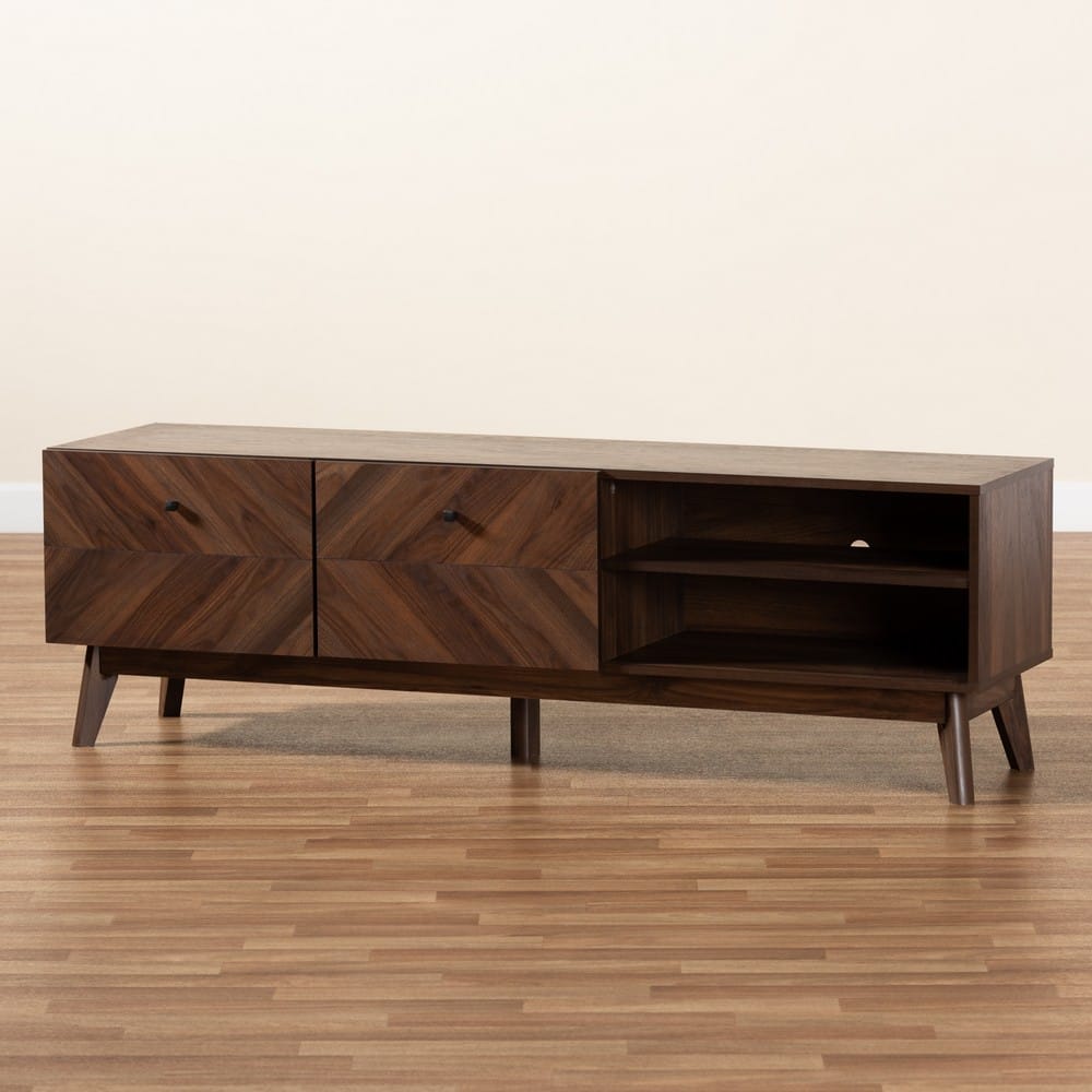 Baxton Studio - Hartman TV Stand in Walnut Brown - LV23TV2312WI-Columbia-TV view 9