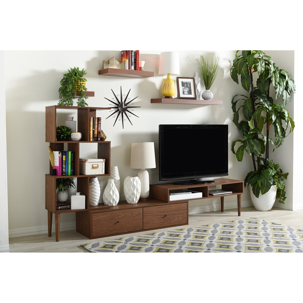 Baxton Studio - Haversham TV Stand in "Walnut" Brown - FP-6784-Walnut-TV view 5
