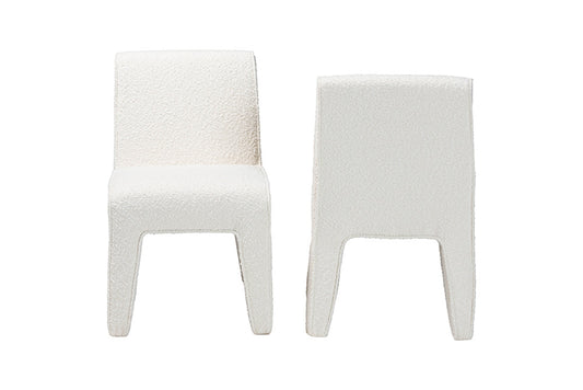 Baxton Studio - Helios Dining Chair Set of 2 - BBT5543-Cream Boucle-DC view 2