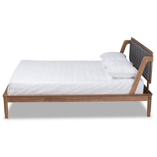 Baxton Studio - Helsa Queen Size Bed in Dark Grey/Walnut - MG0047-5-Dark Grey/Ash Walnut-Queen view 2