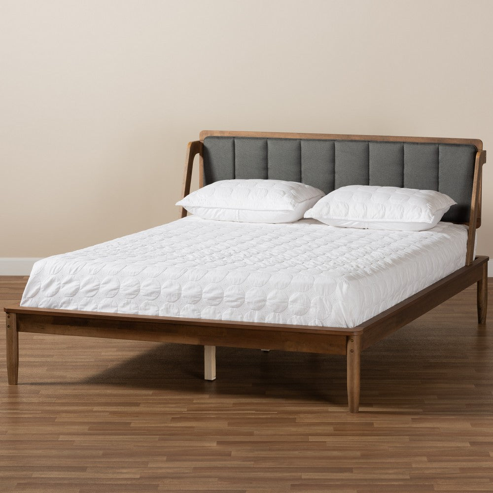 Baxton Studio - Helsa Queen Size Bed in Dark Grey/Walnut - MG0047-5-Dark Grey/Ash Walnut-Queen view 7