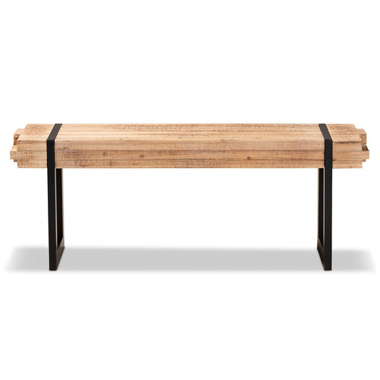 Baxton Studio - Henson Bench in Brown/Black - JY17B4004-Brown/Black-Bench view 2