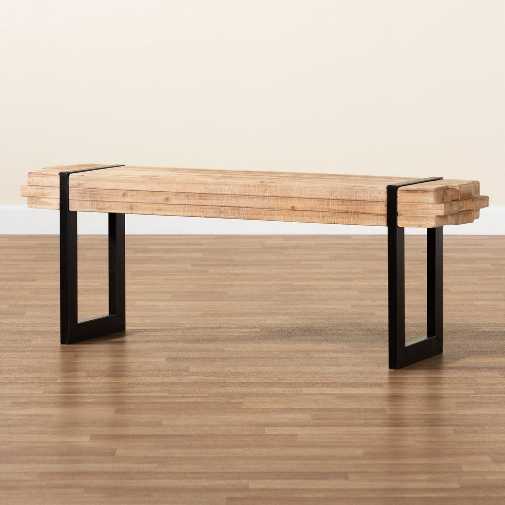 Baxton Studio - Henson Bench in Brown/Black - JY17B4004-Brown/Black-Bench view 7