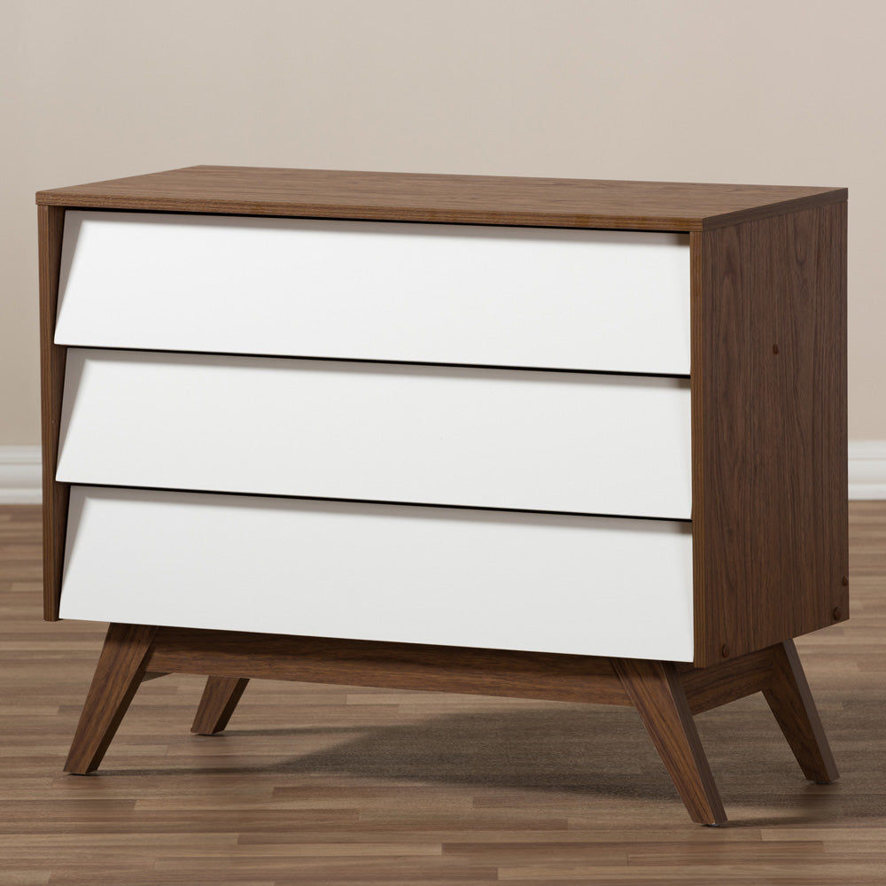 Baxton Studio - Hildon Chest in White/"Walnut" Brown - Hildon 3DW-Walnut/White-Chest view 6