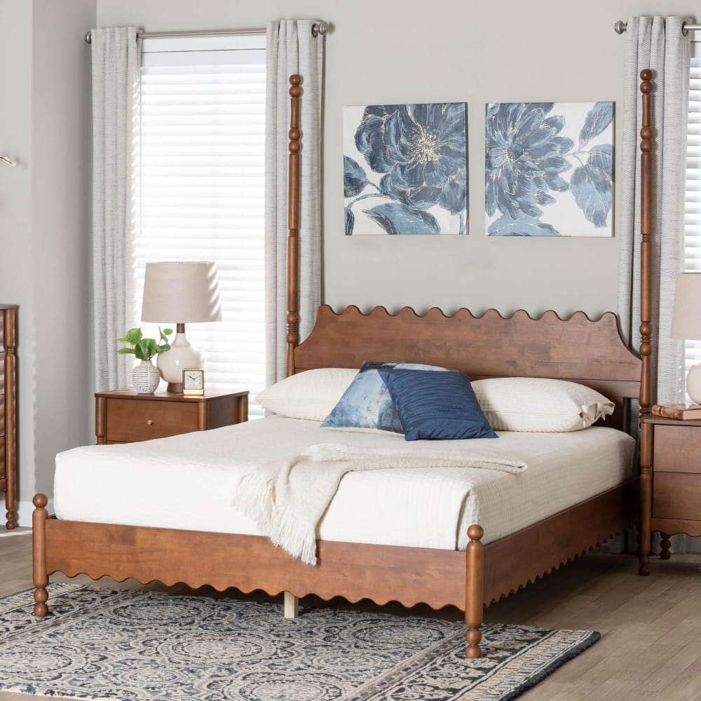 Baxton Studio - Hoffman King Size Bed in Walnut Brown - MG0261-Walnut-King view 7
