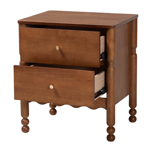 Baxton Studio - Hoffman Nightstand in Walnut Brown - MG9022-Walnut-2DW-NS view 2