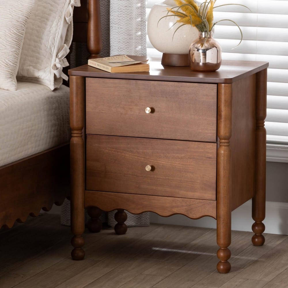 Baxton Studio - Hoffman Nightstand in Walnut Brown - MG9022-Walnut-2DW-NS view 8