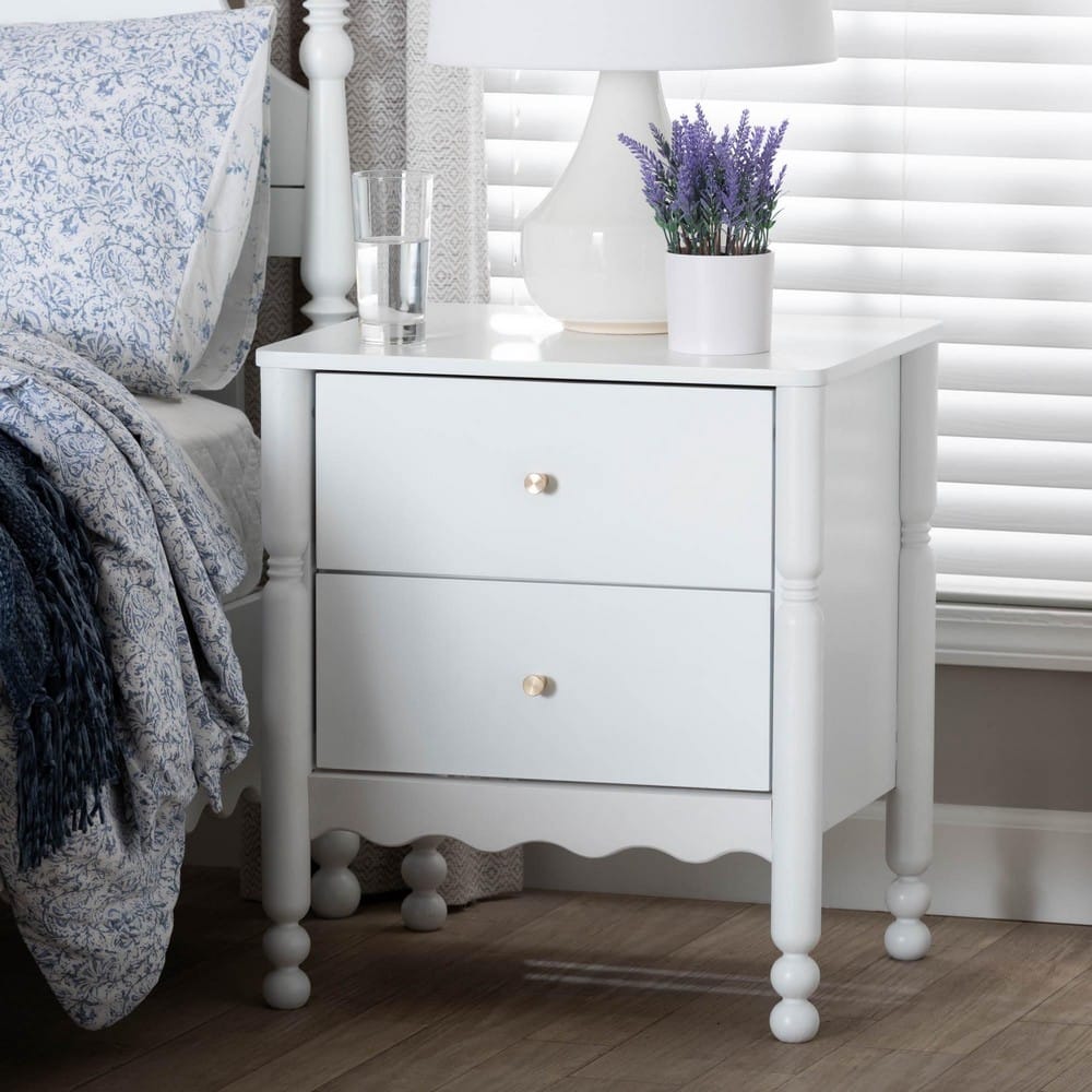 Baxton Studio - Hoffman Nightstand in White - MG9022-White-2DW-NS view 8