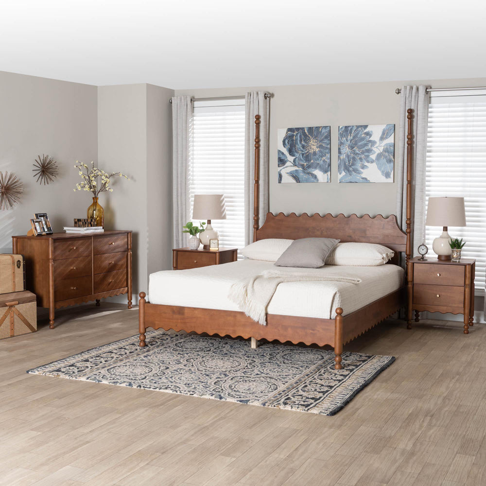 Baxton Studio - Hoffman Queen Bedroom Set in Walnut Brown - Enitan-4PC Bedroom Set-Walnut-Queen-2NS view 11