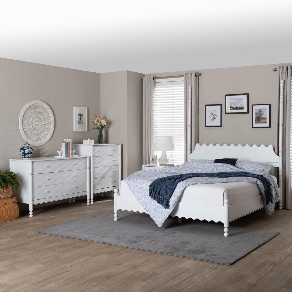 Baxton Studio - Hoffman Queen Bedroom Set in White - Enitan-4PC Bedroom Set-White-Queen-1NS view 11