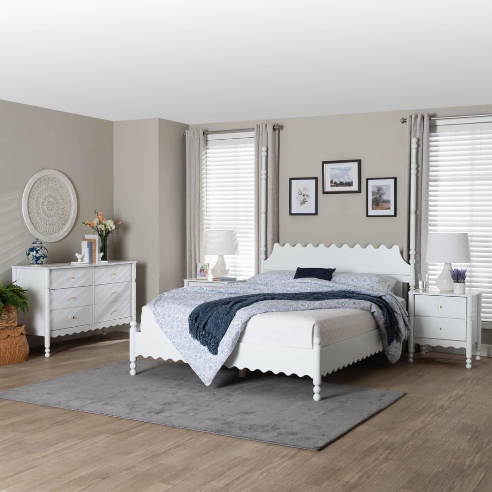 Baxton Studio - Hoffman Queen Bedroom Set in White - Enitan-4PC Bedroom Set-White-Queen-2NS view 11