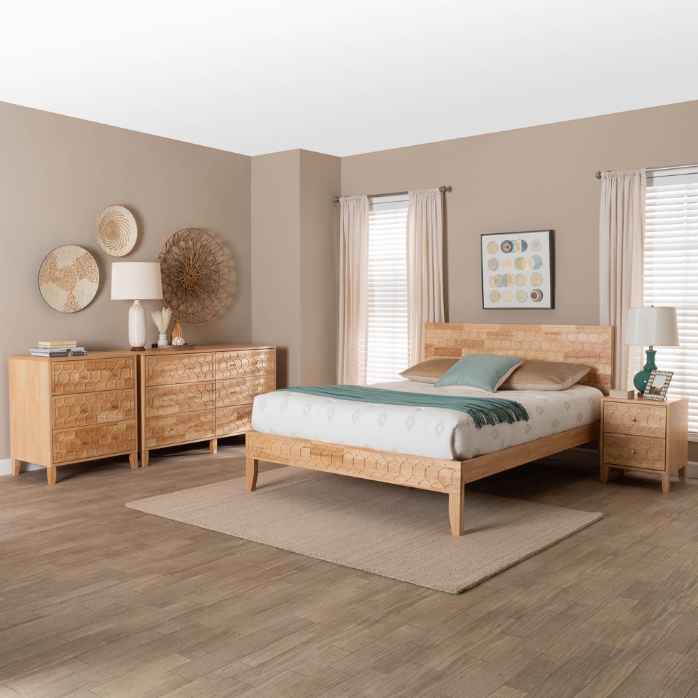 Baxton Studio - Hosea Queen Bedroom Set in Natural - SW8588-Natural-4PC Queen Bedroom Set view 12