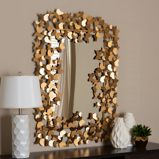 Baxton Studio - Idalia Mirror in Antique Gold - RXW-6160 view 2