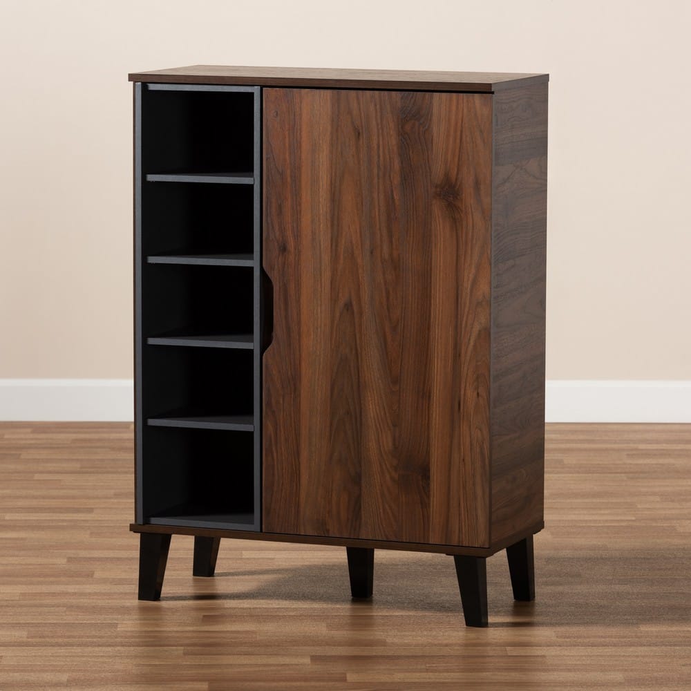 Baxton Studio - Idina Shoe Cabinet in Walnut/Grey/Dark Brown - SESC16104-Columbia-Shoe Cabinet view 9