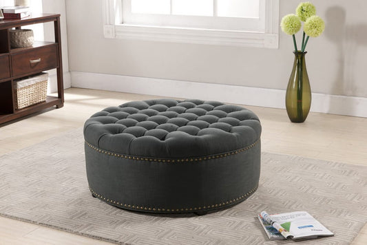 Baxton Studio - Iglehart Ottoman - 532-Gray-OTTO view 2