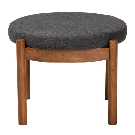Baxton Studio - Iliana Footstool in Dark Grey/Walnut Brown - BBT5454-Dark Grey/Walnut-Stool view 2