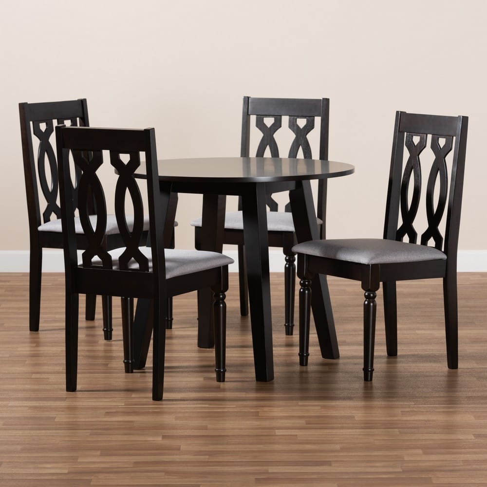 Baxton Studio - Imogen Dining Set in Grey/Dark Brown - Imogen-Grey/Dark Brown-5PC Dining Set view 8