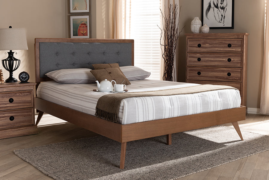Baxton Studio - Ines King Size Bed in Dark Gray/Walnut - Ines-Dark Grey/Ash Walnut-King view 7