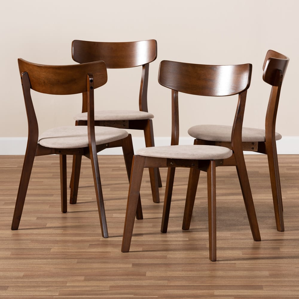Baxton Studio - Iora Set of 4 Dining Chairs in Light Beige/Walnut - Iora-Latte/Walnut-DC view 5